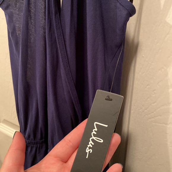 NWT Learning to Fly Navy Blue Halter Jumpsuit size large - Picture 6 of 8